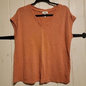 Jessica Simpson Womens Shirt V-Neck Rust Casual Basic Size Medium
